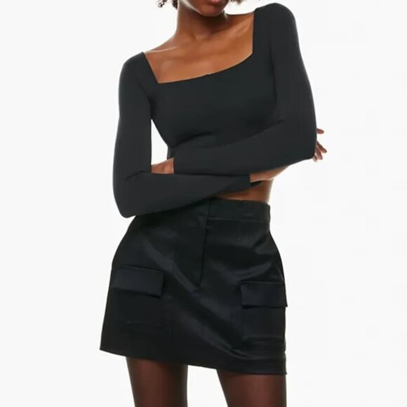 Aritzia Babaton Contour Reframe Bustier Top Size Large Black Cropped Squareneck - Picture 1 of 10